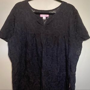 Koi by Kathy Peterson Black Lace Scrub Top